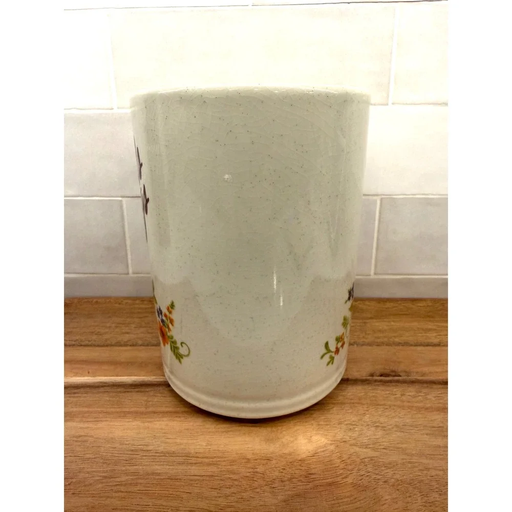 Vintage Sweet Flowers Bake Serve n Store‎ Stoneware Utensil Holder Floral Japan